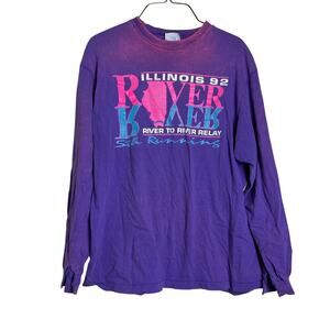 Hanes 1992 VINTAGE Southern Illinois River to River Relay THRASHED t-shirt LARGE
